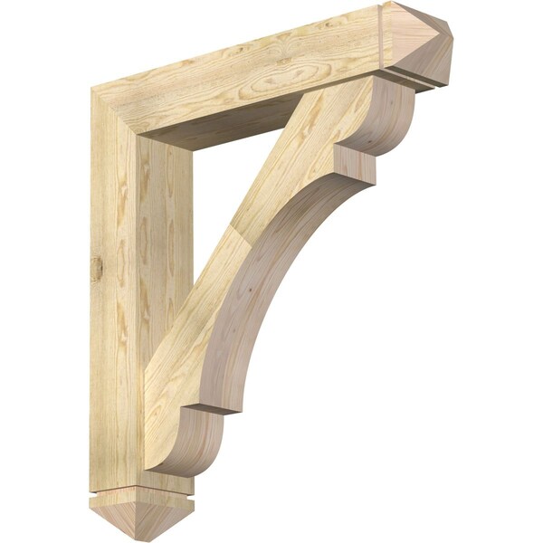 Ekena Millwork Olympic Arts and Crafts Rough Sawn Bracket w/ Offset Brace, Douglas Fir, 8"W x 40"D x 44"H BKT0806X40X44OLY03RDF - main